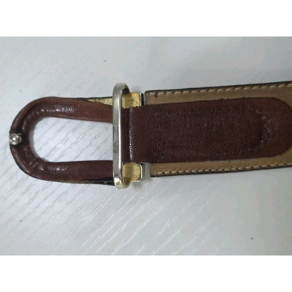 Vintage Stamped Christian Dior Aniline Leather Belt Brown 40 L, 1